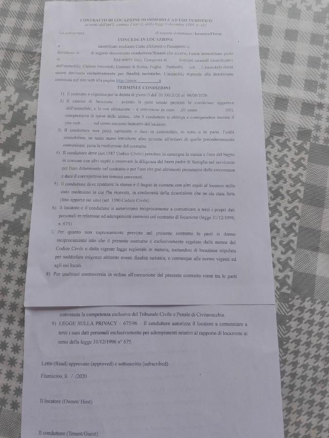 A Santy'S Roomsbagno Condiviso Sharedboth Room2Piano No Lift No Shuttle -No Pasti No Meal,- A Pagamento Air Condizextra Bed Air Condiz Extrabed For A Fee-3 Minuti Bus Xfieradiroma-10 Minutes Stop Bus To Rome In50 Minutes Trafficpermitting Are You To Fiumicino Kültér fotó